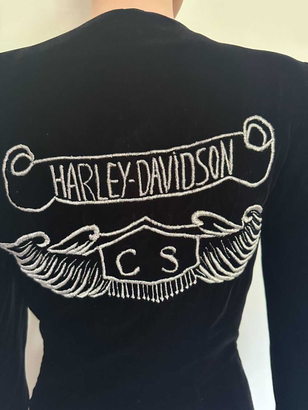 Claudia Szerer Couture Velvet Jacket Harley Davidson Embroidery Black Fitted